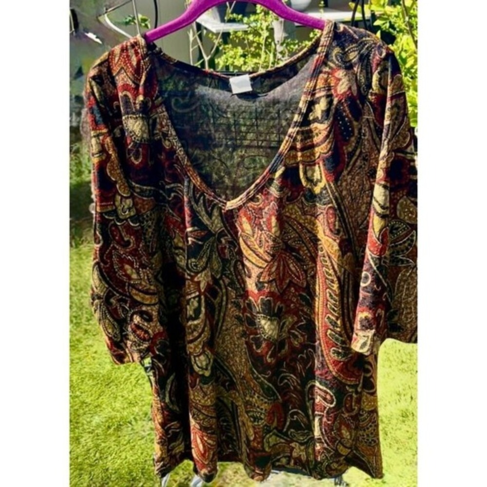 Size 1X Goddess‎ Fall 3/4 Sleeve Abstract Top